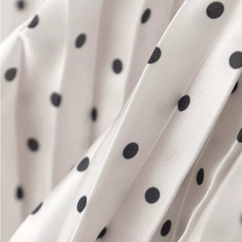 Polka Dot Ruffle Sleeve Midi Dress Flowering Girl