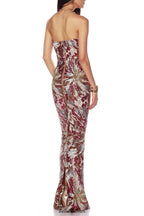 Vivien Fireworks Pattern Sequin Embroidery Strapless Maxi Dress Flowering Girl