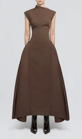 A Line Maxi Dress Brown Flowering Girl
