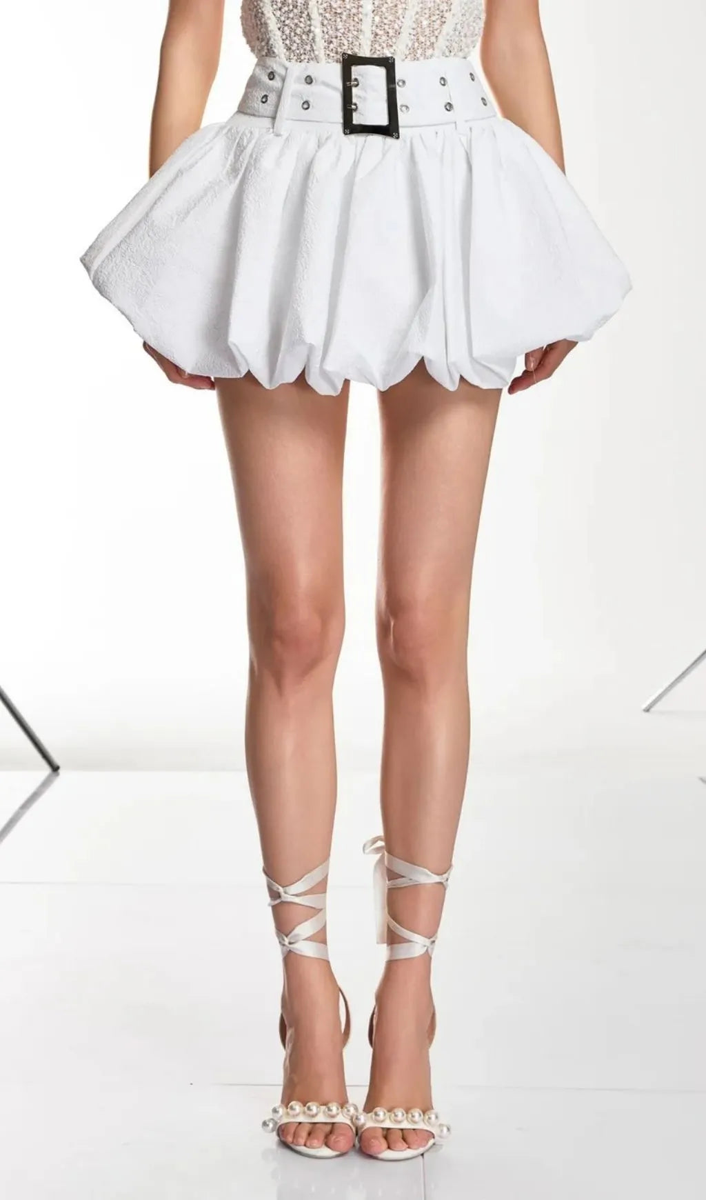 Lethan Bubble Skirt With Belt Flowering Girl