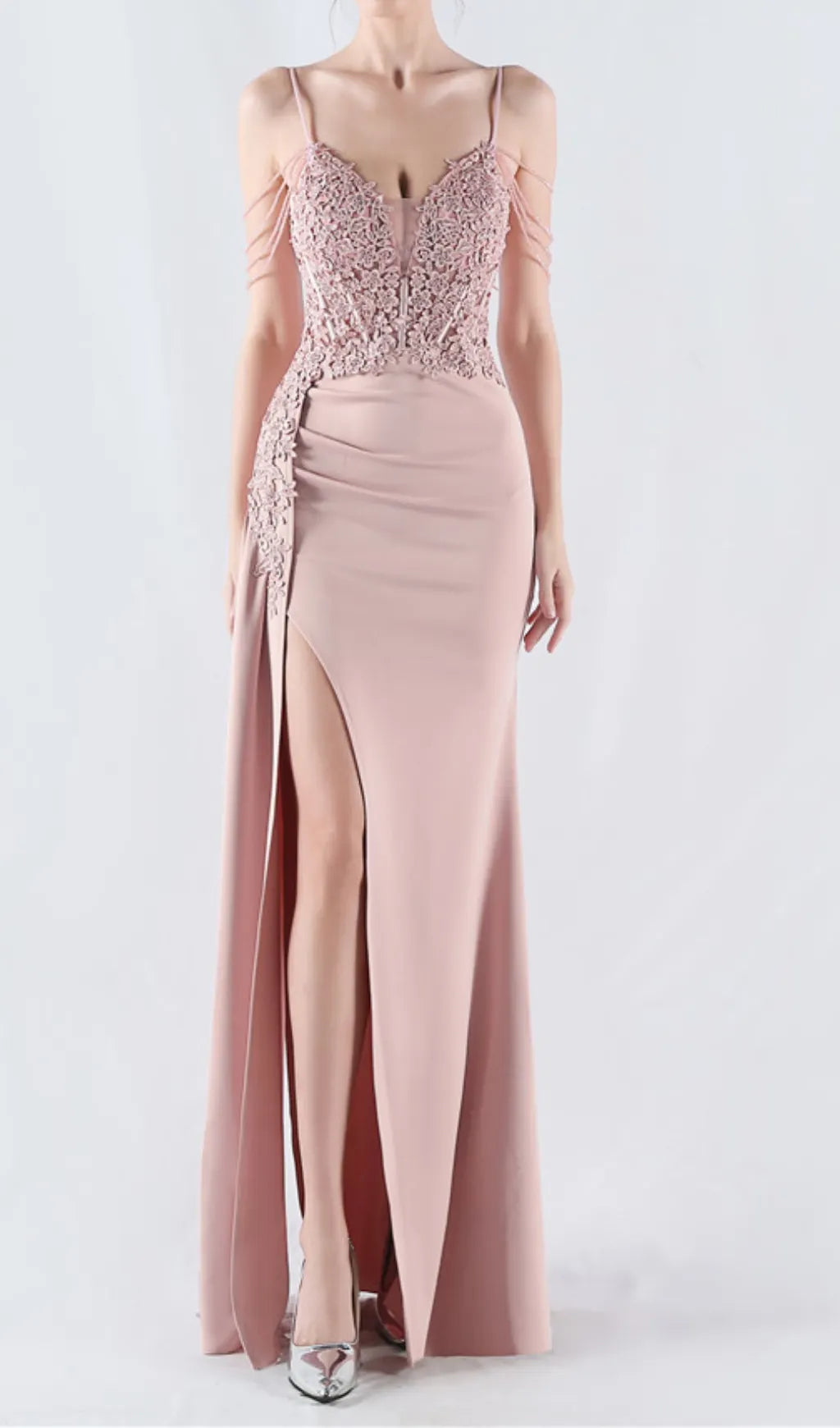 Chofa Pink Flower Bead Corset Maxi Dress Flowering Girl