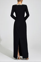Tiffany Rhinestone Embellished Cutout Maxi Dress - Black Flowering Girl