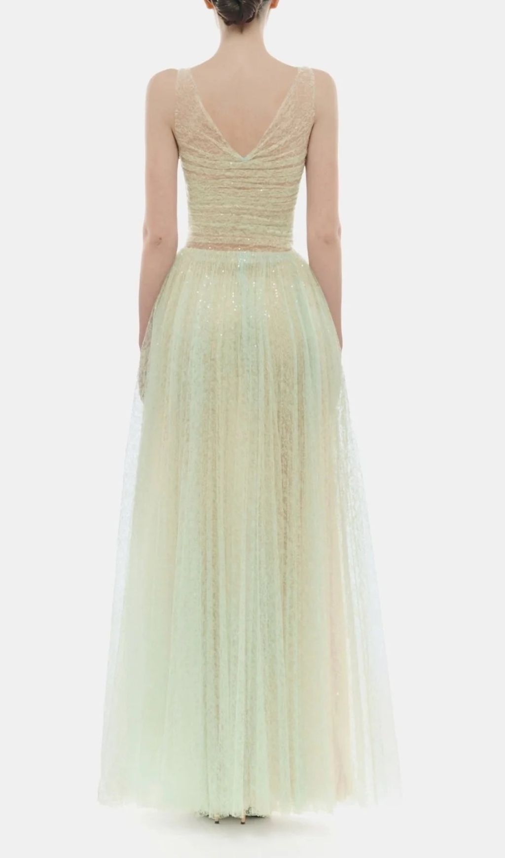 Josie Green V-Neck Mesh Maxi Dress Flowering Girl