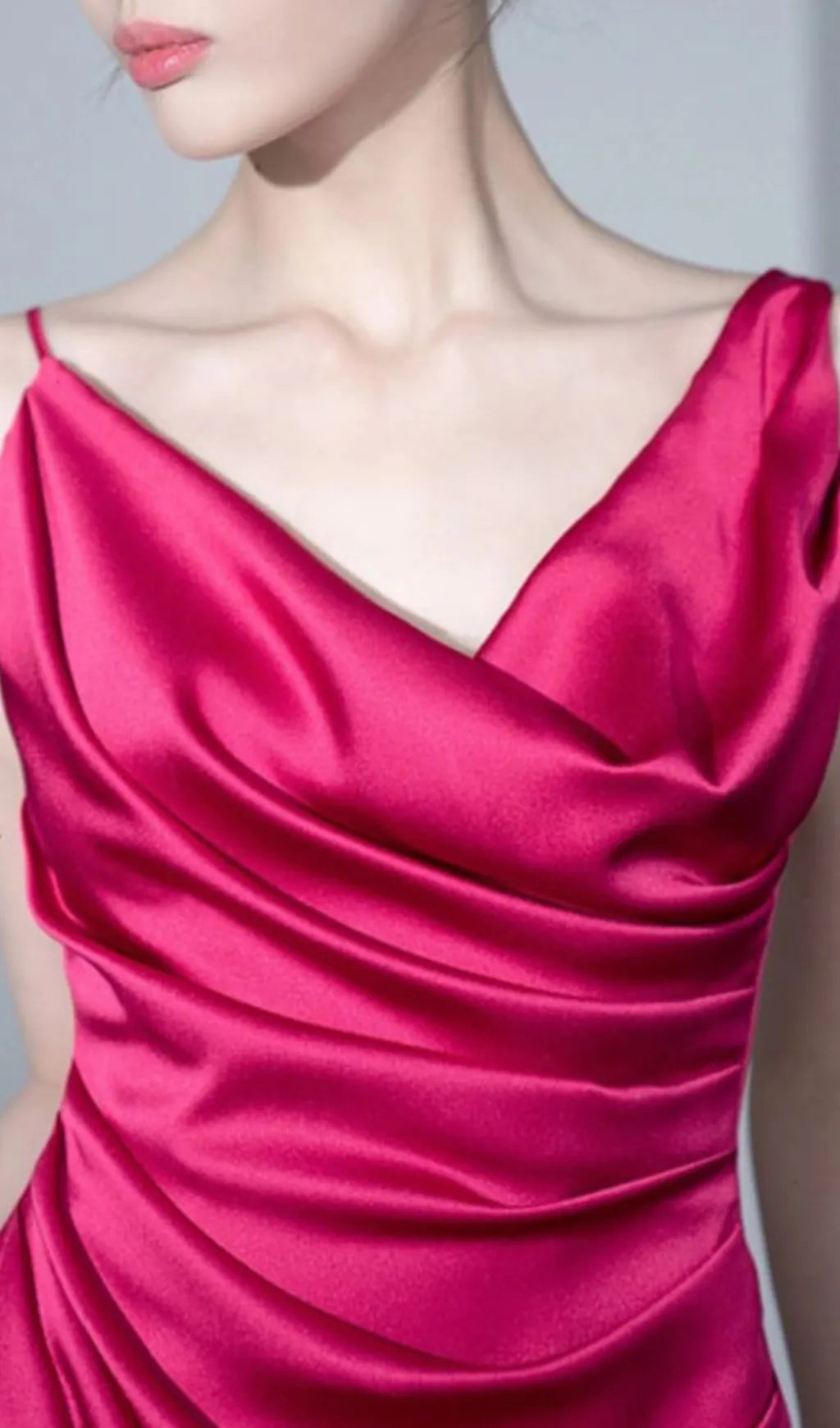 Cocheta Rose Red Ruched Satin Maxi Dress Flowering Girl