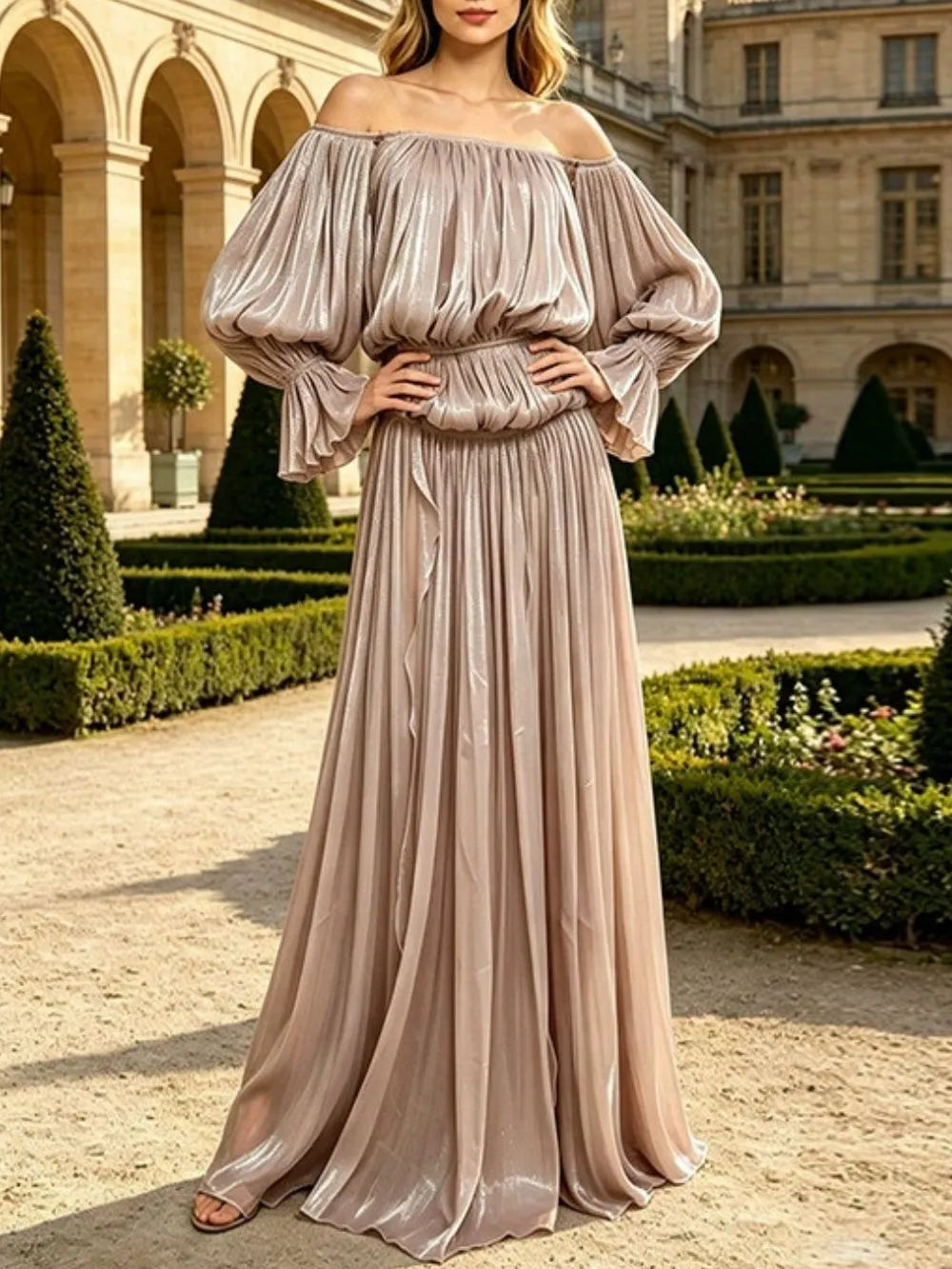 Salyxen Off Shoulder Split Maxi Dress Flowering Girl