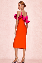 Simona Orange Ruffle Strap Bandage Maxi Dress Flowering Girl