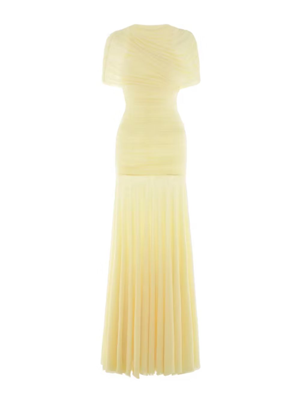 Suttoa Mesh Shawl Ruched Maxi Dress - Yellow Flowering Girl