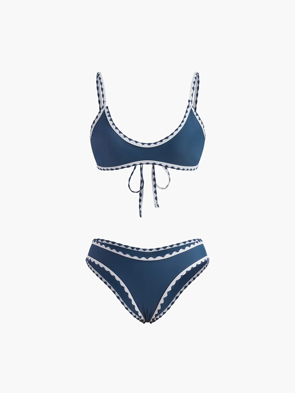 Contrast Cut Knotted Bikini Set Flowering Girl
