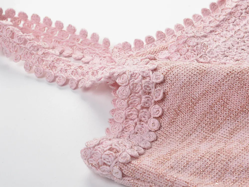 Madlaina Pink Knit Mini Dress Flowering Girl