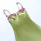 Floral Strap Satin Dress Flowering Girl