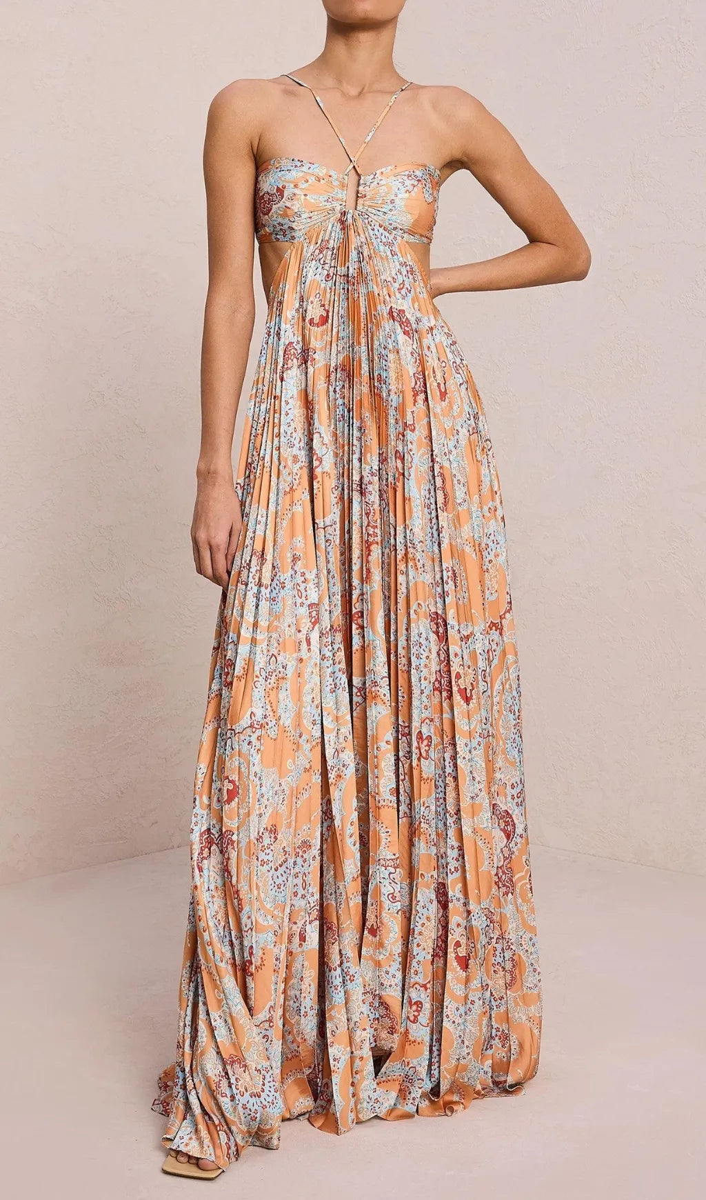 Dorisa Printed Backless Maxi Dress Flowering Girl