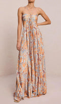 Dorisa Printed Backless Maxi Dress Flowering Girl