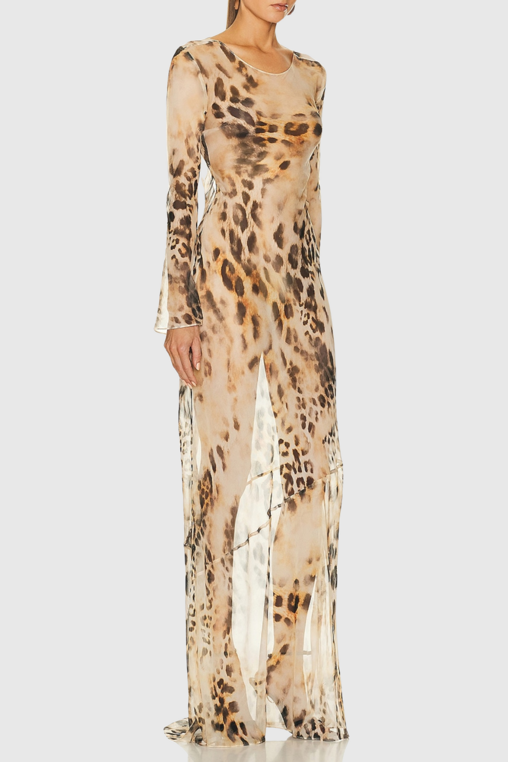 winni Leopard Backless Silk Maxi Dress Flowering Girl