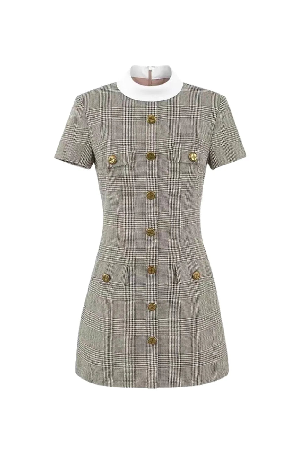 Check Wool Mini Dress Flowering Girl