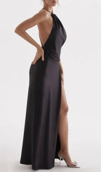 Black Thigh Slit Maxi Dress Flowering Girl