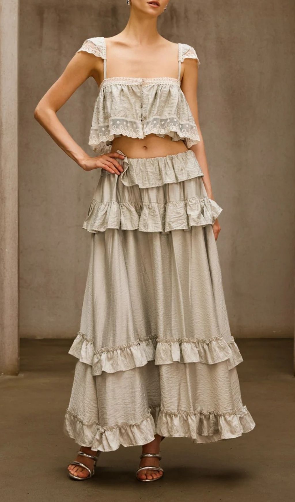 Relythic Ruffle Lace Skirt Set Flowering Girl