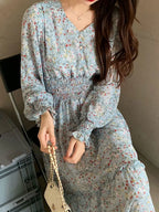 Janet Classic Floral Ruffle Chiffon Dress-Yellow Flowering Girl