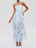 Fusako Halterneck Ruffle Maxi Dress Flowering Girl