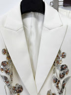 McKee White Sequin Embellished Blazer Set Flowering Girl