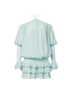 Manon Mint Long Sleeve Pleated Mini Dress Flowering Girl