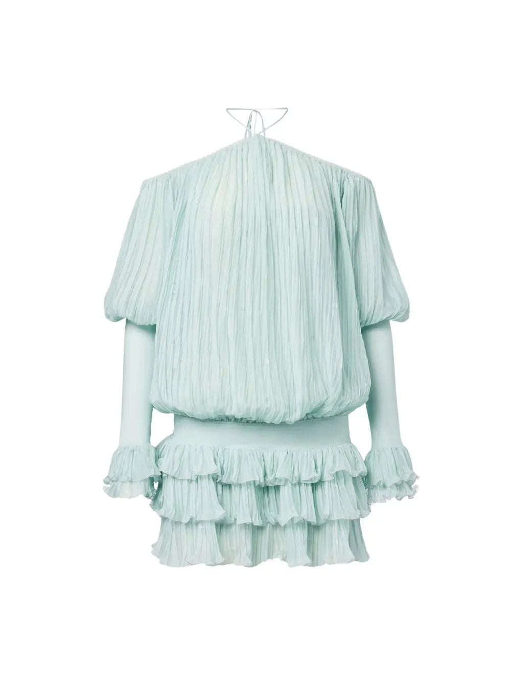Manon Mint Long Sleeve Pleated Mini Dress Flowering Girl