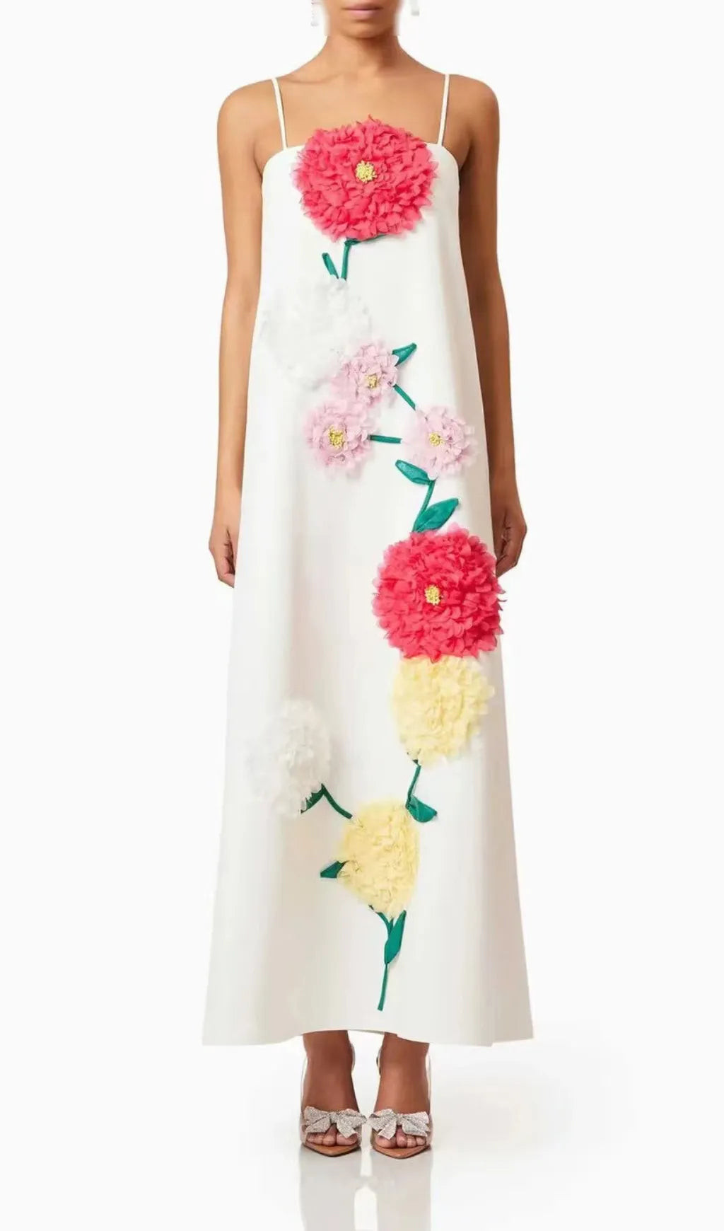 Erica White Strappy Flower Maxi Dress Flowering Girl