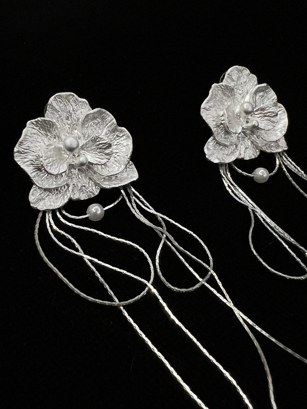 White Butterfly Orchid Earrings Flowering Girl