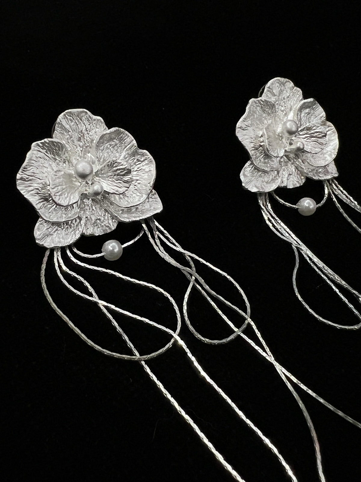 White Butterfly Orchid Earrings Flowering Girl