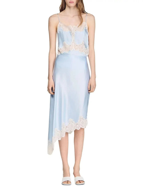 Asymmetric Satin Skirt Flowering Girl