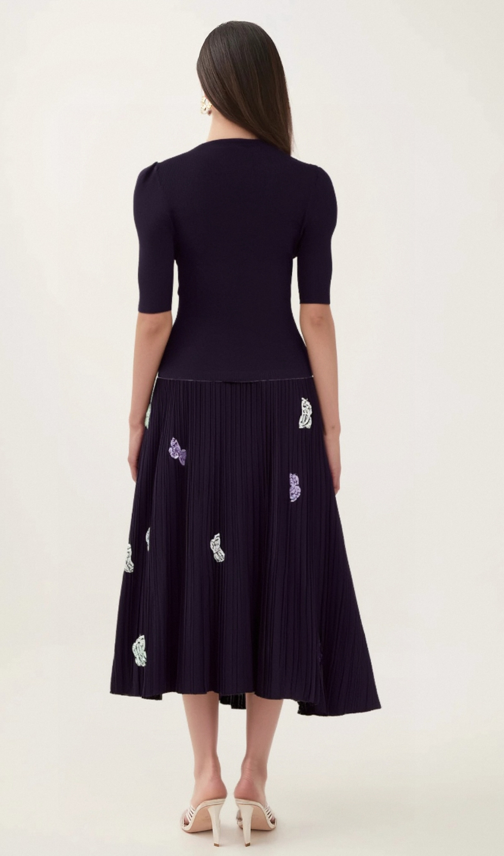Delphine butterfly ribbed-knit top & skirt matching set Flowering Girl