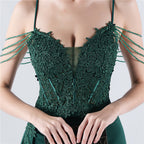 Chofa Green Flower Bead Corset Maxi Dress Flowering Girl