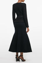 Molly Black Sequin Knit Tailored Midi Dress Flowering Girl
