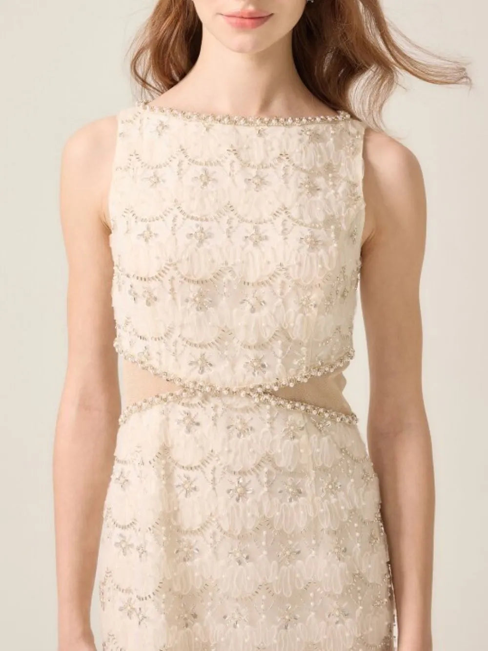 Mariette Sleeveless Beaded Sequin Mini Dress Flowering Girl
