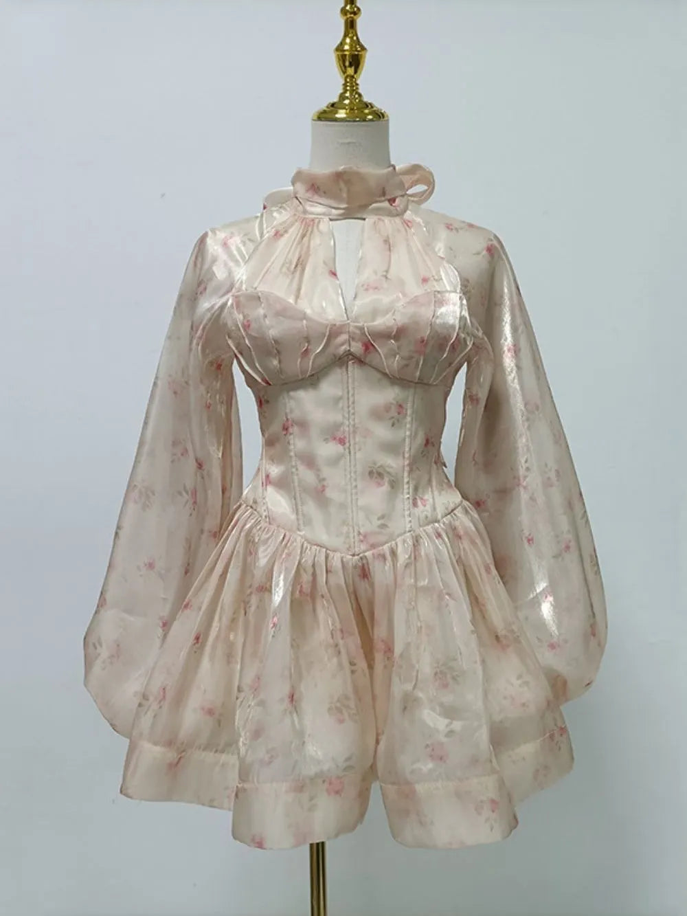 Madilynn Floral Corset Long Sleeve Mini Dress Flowering Girl