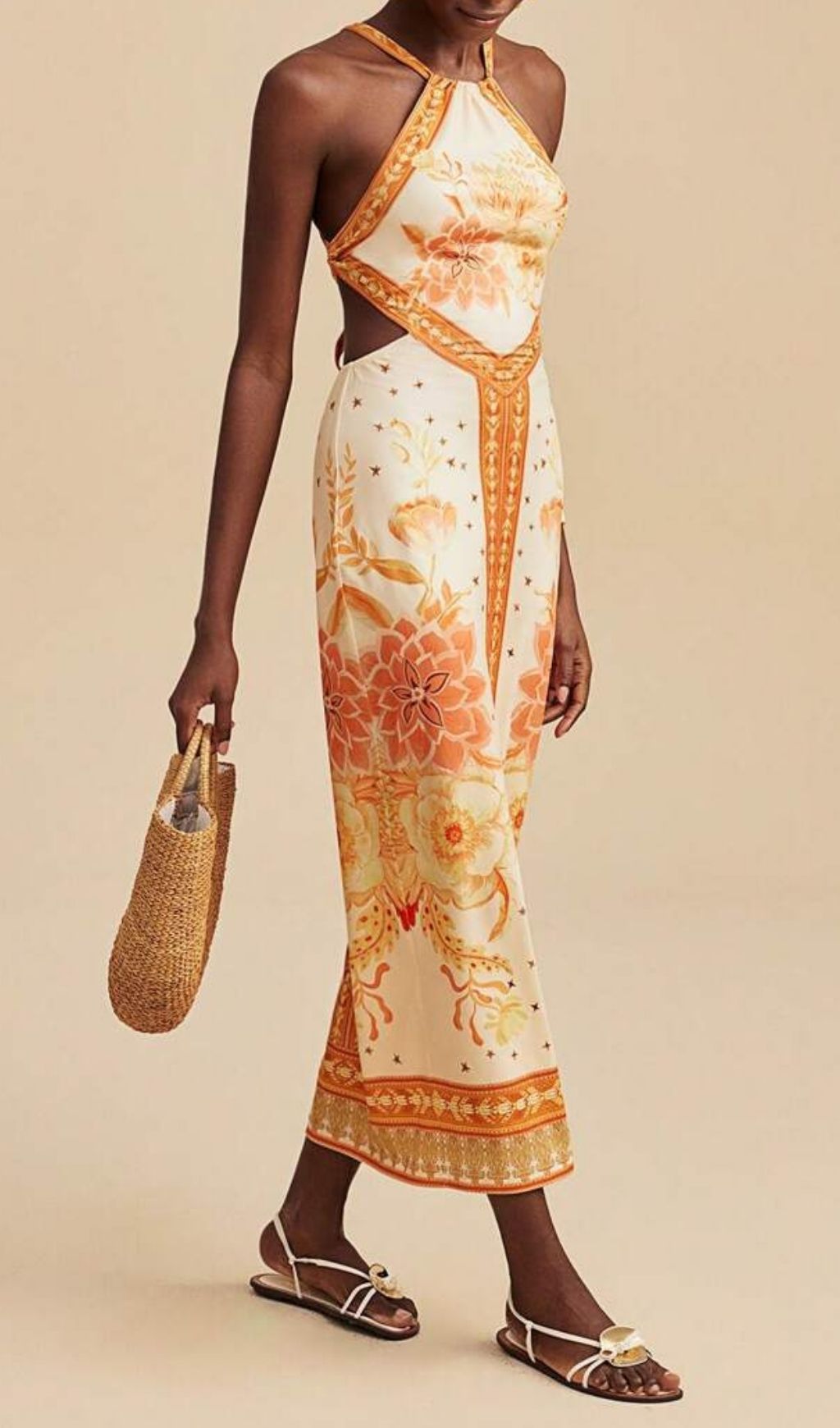Lala Halter Printed Backless Midi Dress Flowering Girl