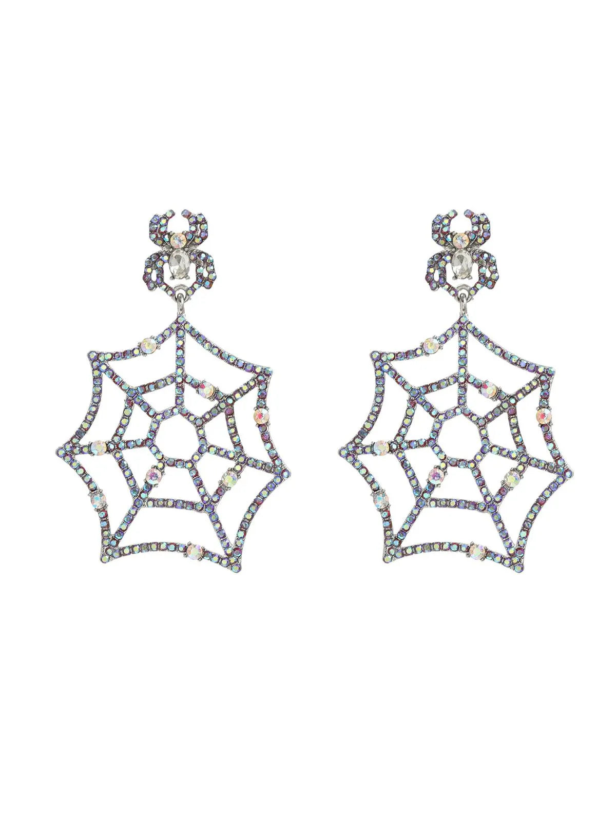 Cobweb Rhinestone Earrings Flowering Girl