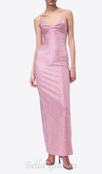 Brook crystal-embellished sleeveless maxi dress in rose pink Flowering Girl