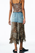Amalfrida Deconstruct Ruffle Denim Skirt Flowering Girl