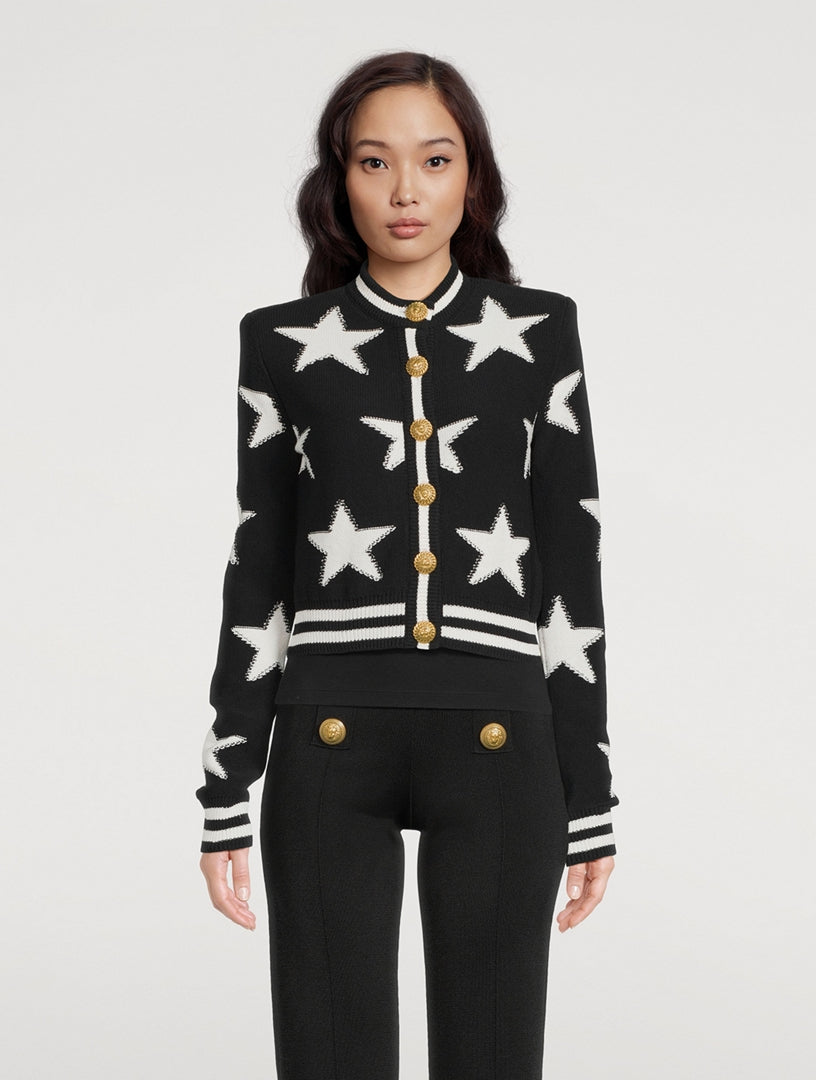 Star Jacquard black Cardigan Flowering Girl
