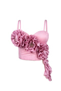 Flower Tassel Fishbone Corset In Pink Flowering Girl