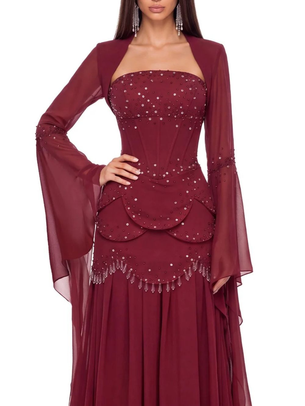 Soreq Cape Crystal Maxi Dress Flowering Girl