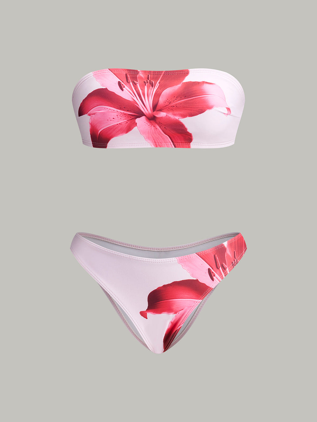 Floral Printed Bikini Bandeau And Chic Pareo Skirt Flowering Girl