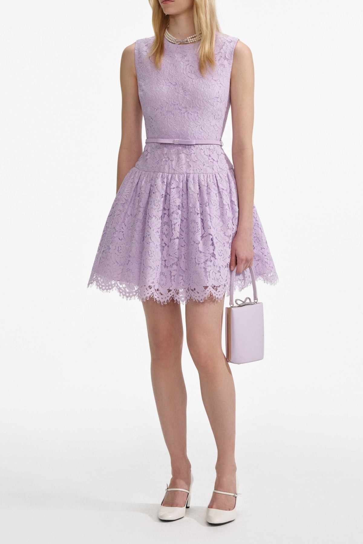 Lilac Lace Sleeveless Mini Dress Flowering Girl