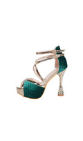 Kynan Green Peep-Toe Heels Flowering Girl