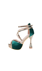 Kynan Green Peep-Toe Heels Flowering Girl
