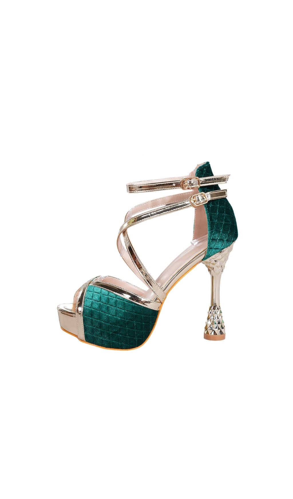 Kynan Green Peep-Toe Heels Flowering Girl