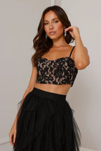 Lace Tulle Set In Black Flowering Girl