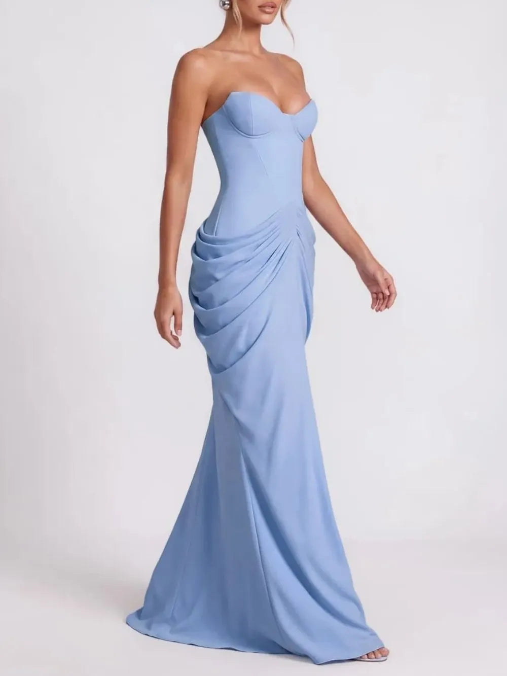 Wensor Strapless Ruched Maxi Dress Flowering Girl