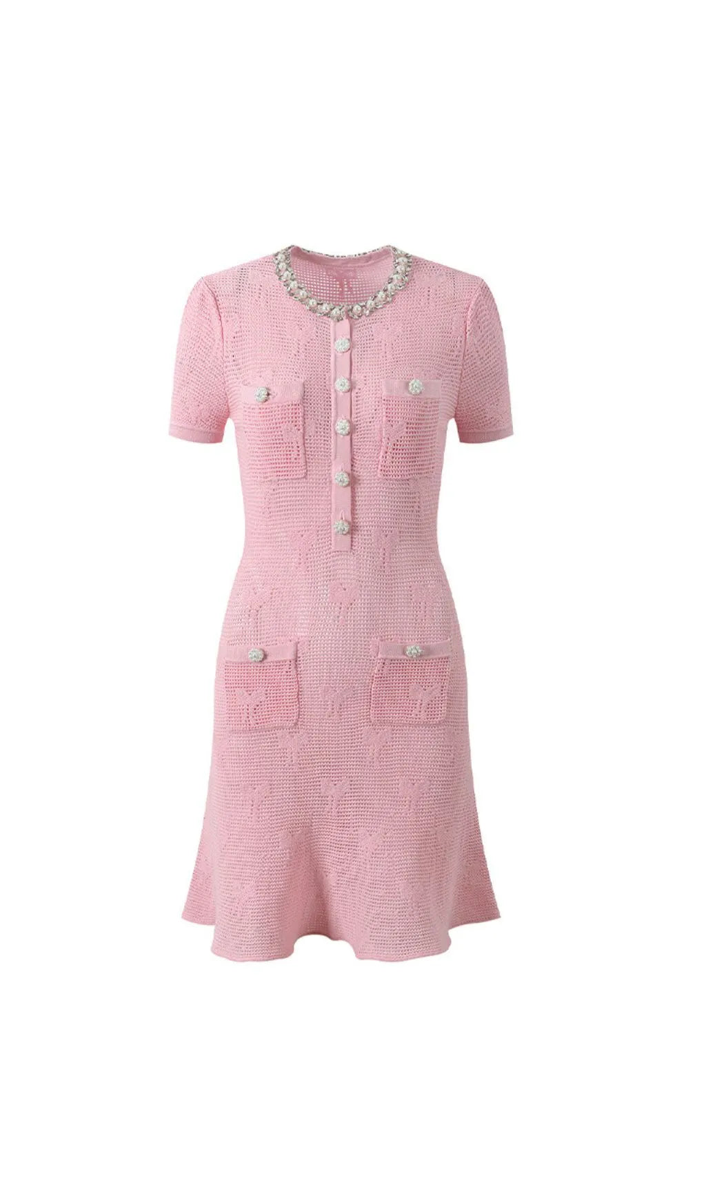 Georgina Diamante Beaded Knit Mini Dress Flowering Girl