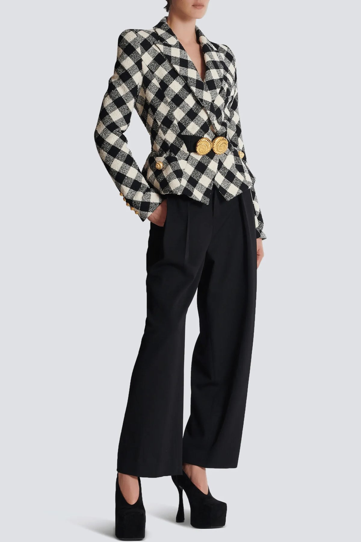 Wyatt Gingham Button Blazer Flowering Girl